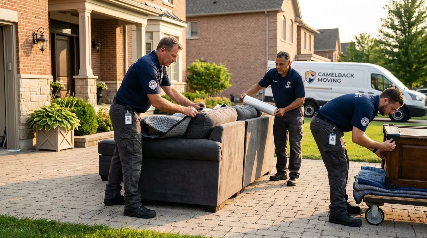 Large estate moving crew wrapping furniture in Greenville, CA